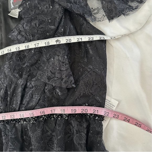 NWT Mac Duggal‎ [ 22W ] Lace Short Sleeve V-Neck Cocktail Midi Dress Black - Picture 15 of 15